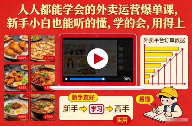 人人都能学会的外卖运营爆单课，新手小白也能听的懂，学的会，用得上-副业网