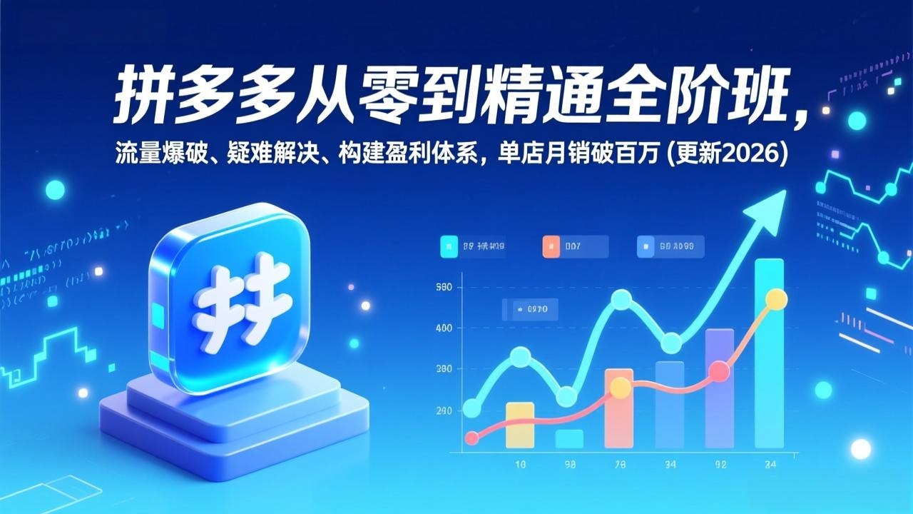 拼多多从零到精通全阶班，流量爆破、疑难解决，构建盈利体系，单店月销破百万(更新2026-副业网