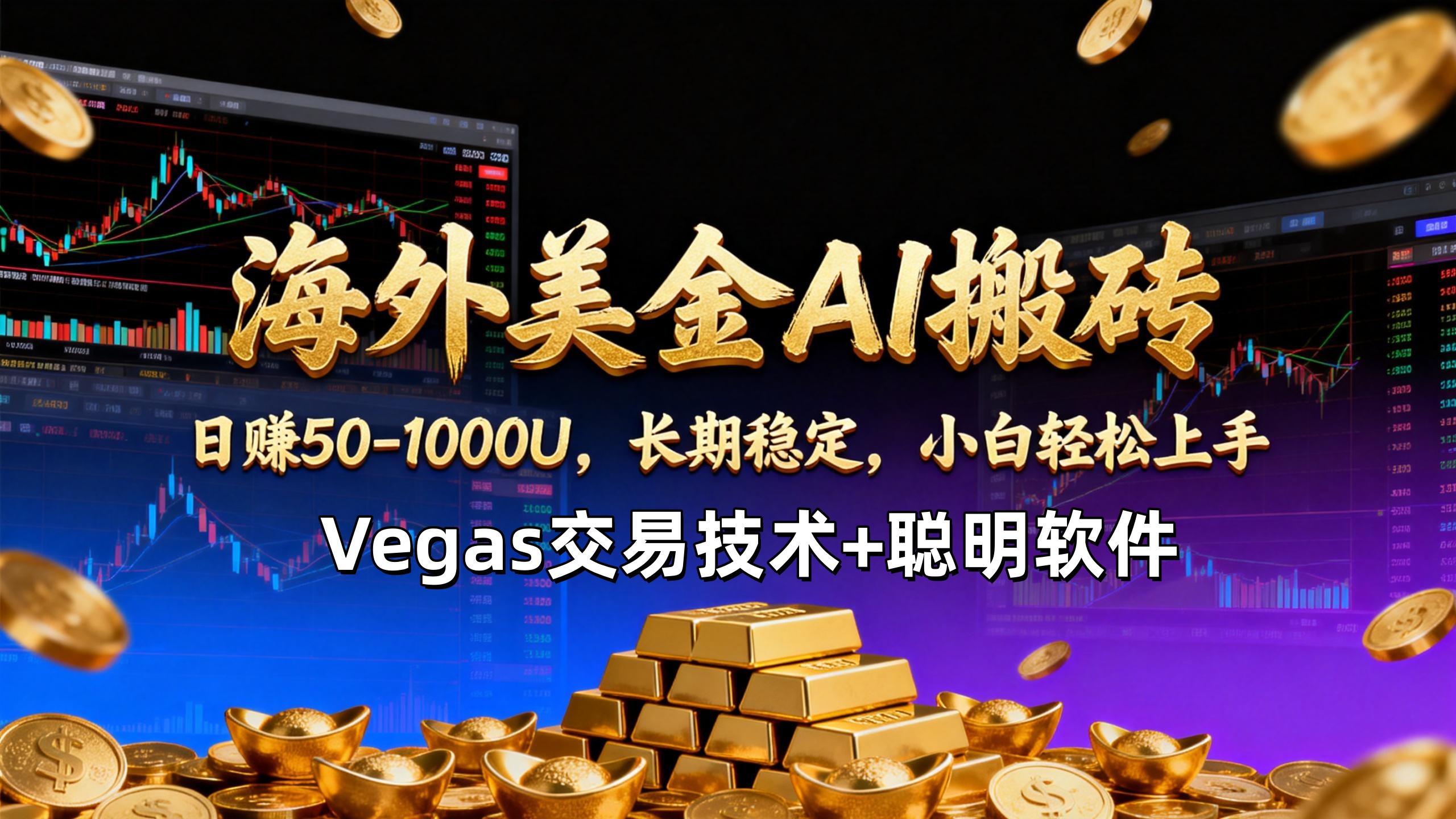 【海外美金AI搬砖】Vegas交易技术+聪明软件，日赚50-1000U，长期稳定，小白轻松上手。-副业网