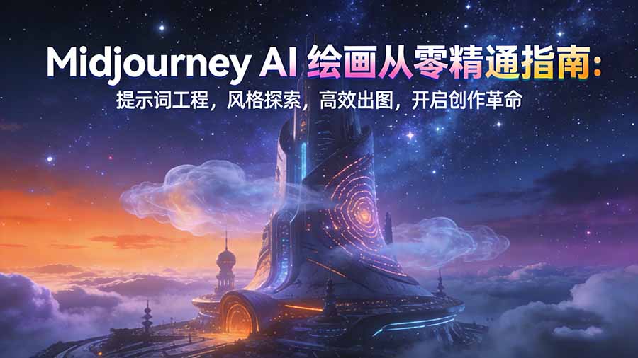 Midjourney AI绘画从零精通指南：提示词工程，风格探索，高效出图，开启创作革命-副业网