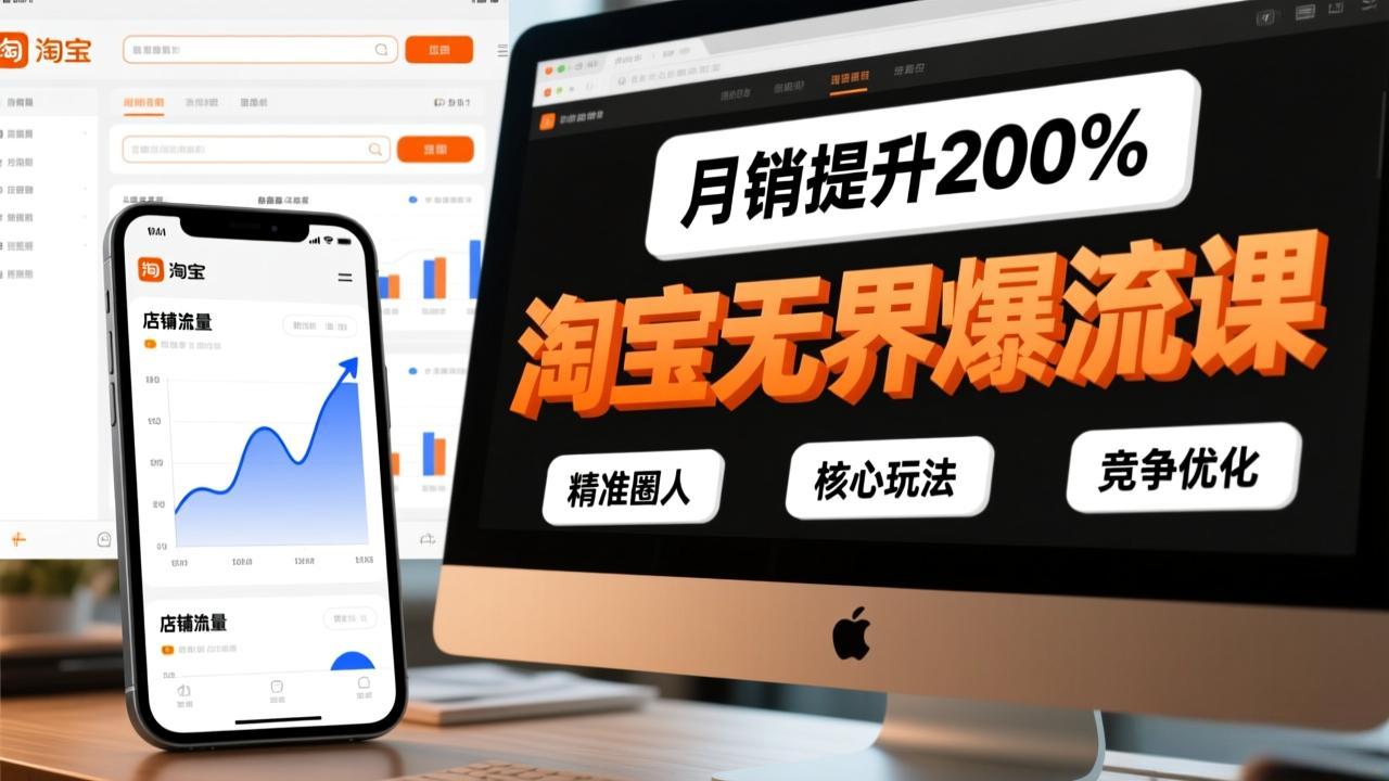 淘宝无界爆流课，精准圈人、核心玩法、竞争优化，快速引爆店铺流量，月销提升200%-副业网
