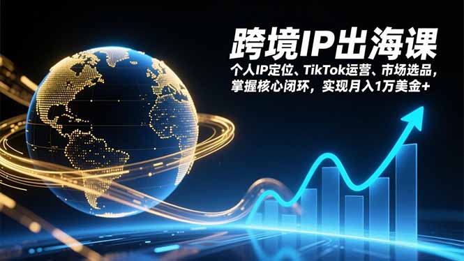 跨境IP出海课，个人IP定位、TikTok运营、市场选品，掌握核心闭环，实现月入1万美金+-副业网