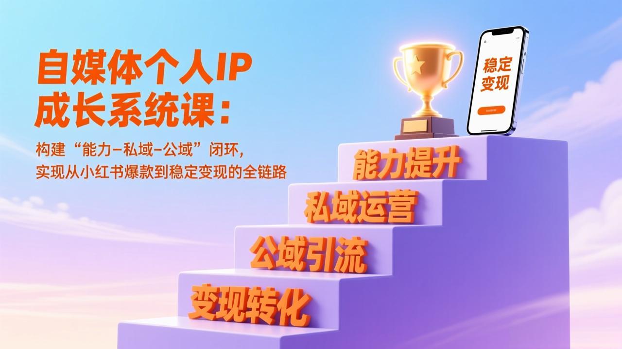 自媒体个人IP成长系统课：构建“能力-私域-公域”闭环，实现从小红书爆款到稳定变现的全链路-副业网