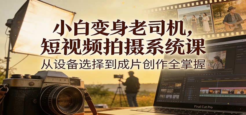 小白变身老司机，短视频拍摄系统课，从设备选择到成片创作全掌握-副业网