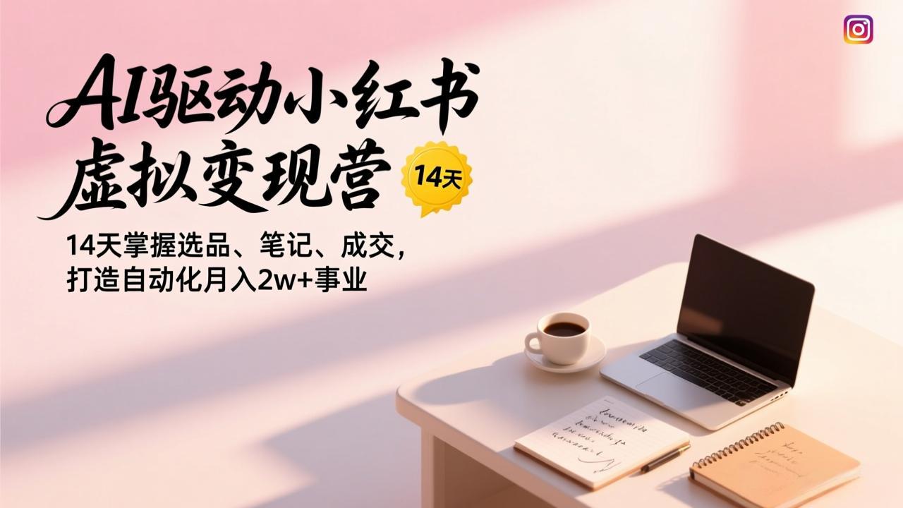 AI驱动小红书虚拟变现营，14天掌握选品、笔记、成交，打造自动化月入2w+事业-副业网