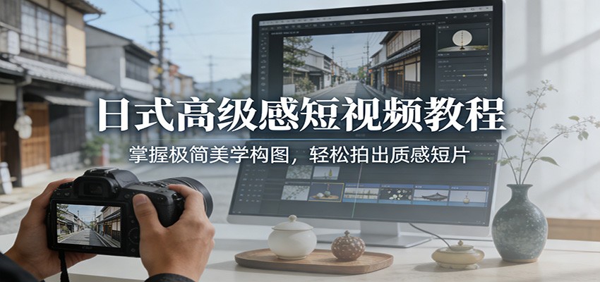 日式高级感短视频教程：掌握极简美学构图，轻松拍出质感短片-副业网