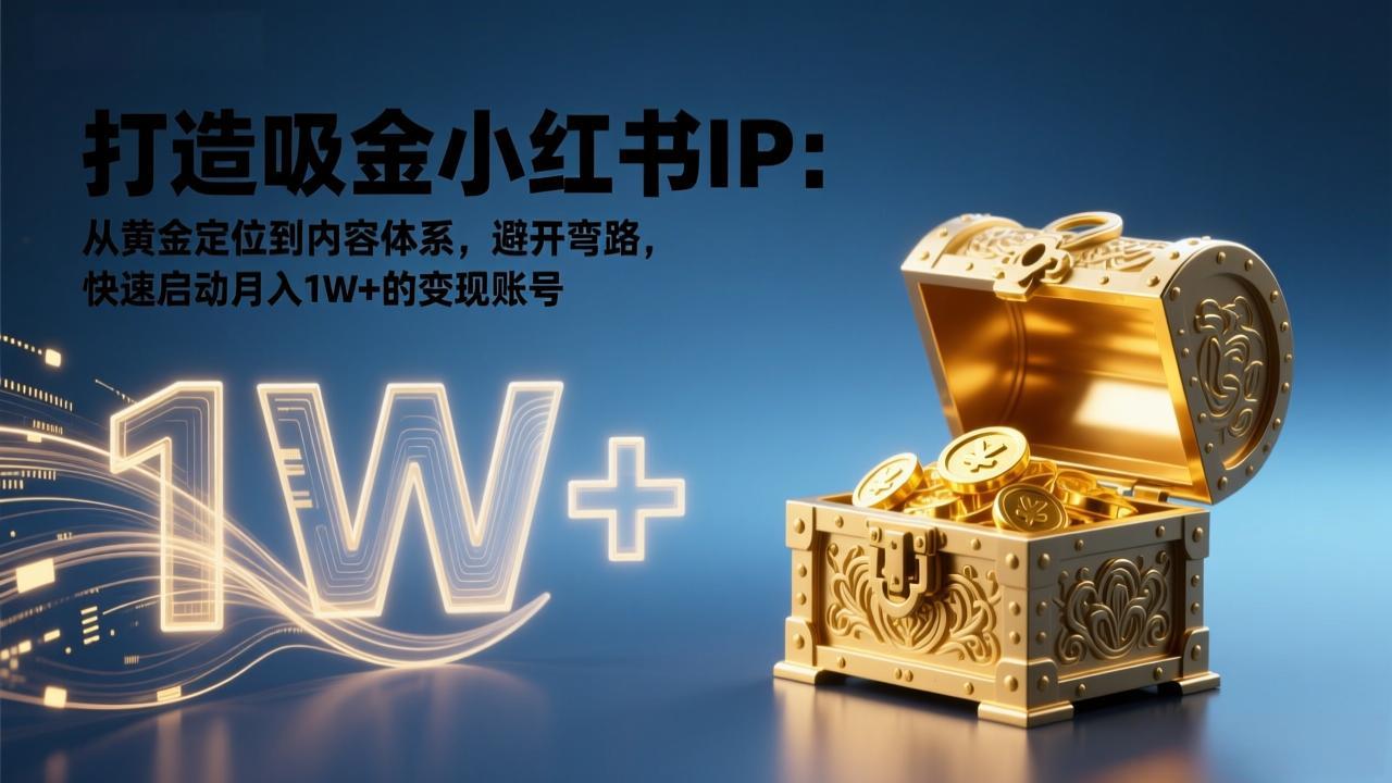 打造吸金小红书IP：从黄金定位到内容体系，避开弯路，快速启动月入1W+的变现账号-副业网