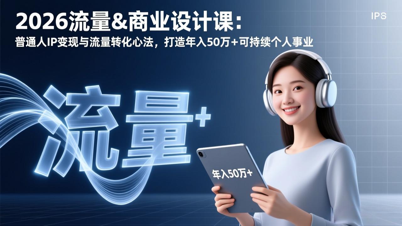 2026流量&商业设计课：普通人IP变现与流量转化心法，打造年入50万+可持续个人事业-副业网