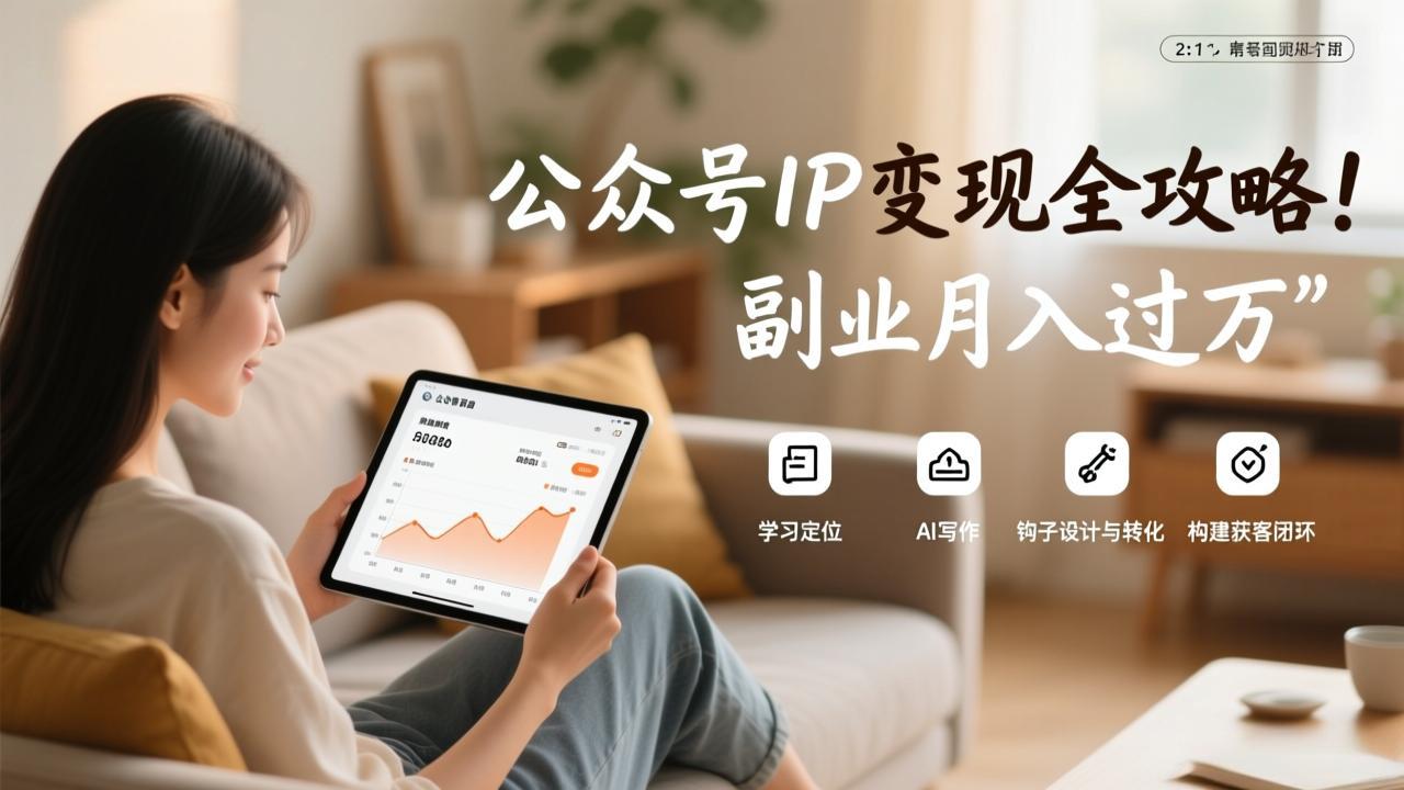 公众号IP变现全攻略，学习定位、AI写作、钩子设计与转化，构建获客闭环，副业月入过万-副业网