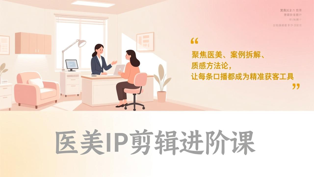 医美IP剪辑进阶课，聚焦医美、案例拆解、质感方法论，让每条口播都成为精准获客工具-副业网