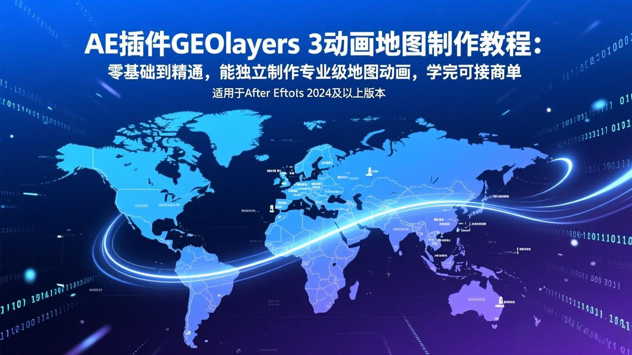 AE插件GEOlayers 3动画地图制作教程：零基础到精通，能独立制作专业级地图动画，学完可接商单-副业网