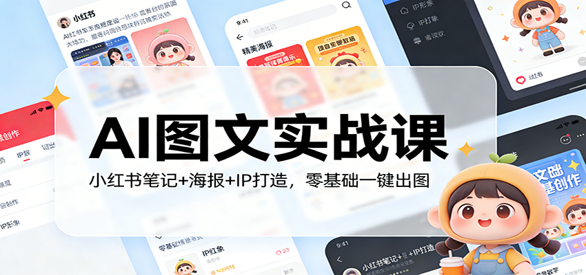 AI图文实战课：小红书笔记+海报+IP打造，零基础一键出图-副业网