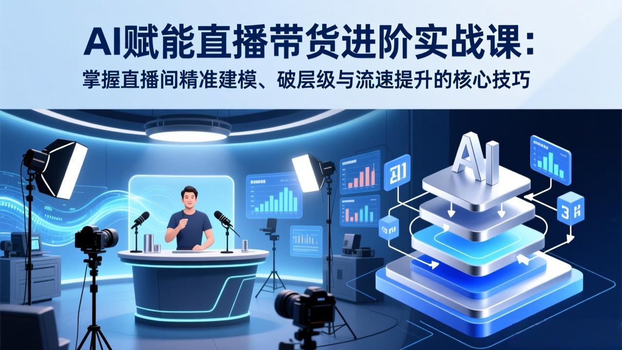 AI赋能直播带货进阶实战课：掌握直播间精准建模、破层级与流速提升的核心技巧-副业网