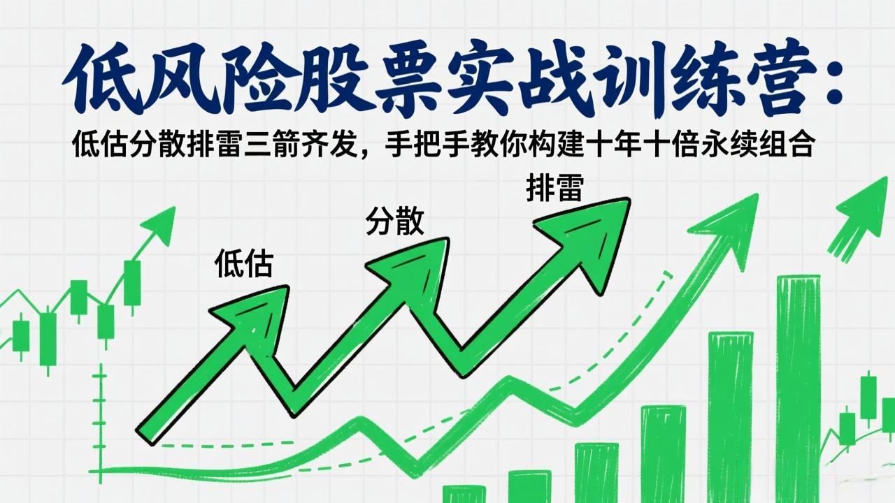 低风险股票实战训练营：低估分散排雷三箭齐发，手把手教你构建十年十倍永续组合-副业网