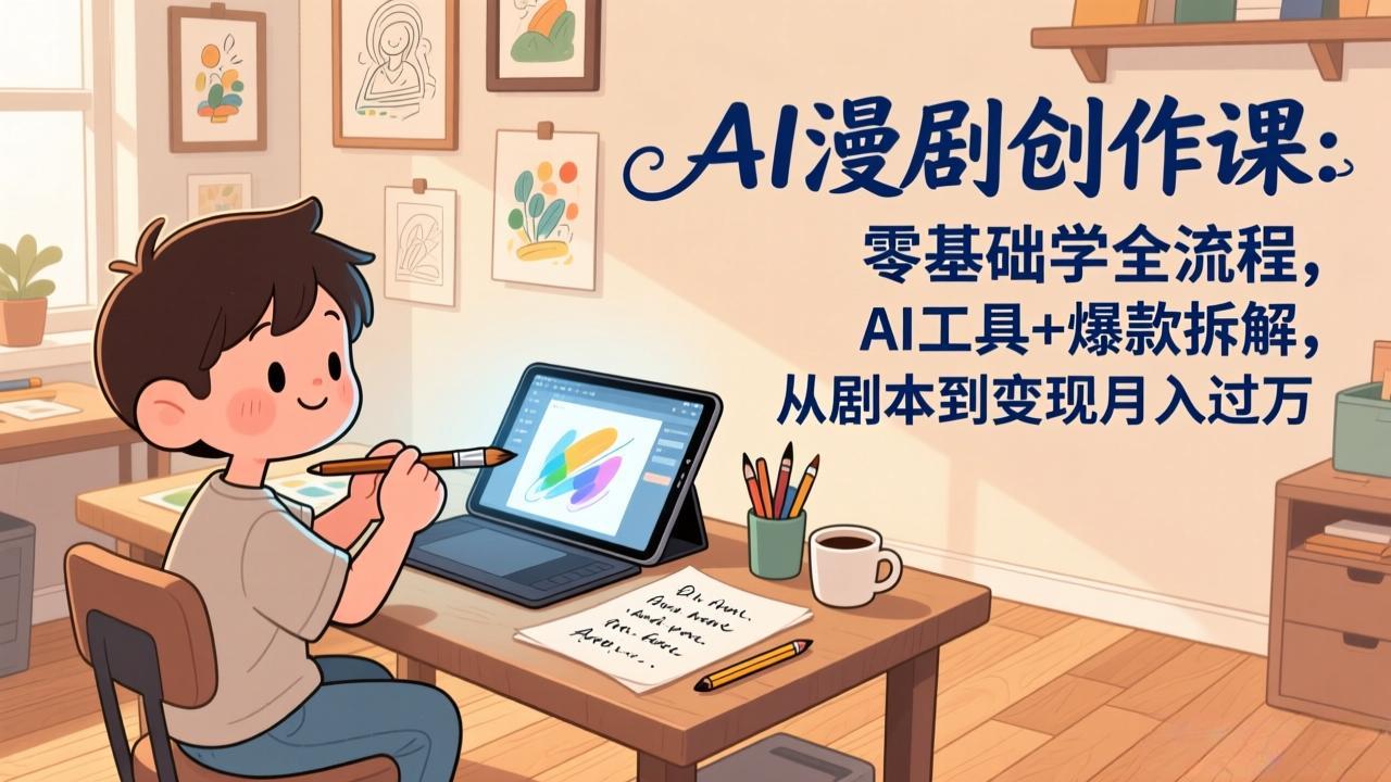 AI漫剧创作课：零基础学全流程，AI工具+爆款拆解，从剧本到变现月入过万-副业网