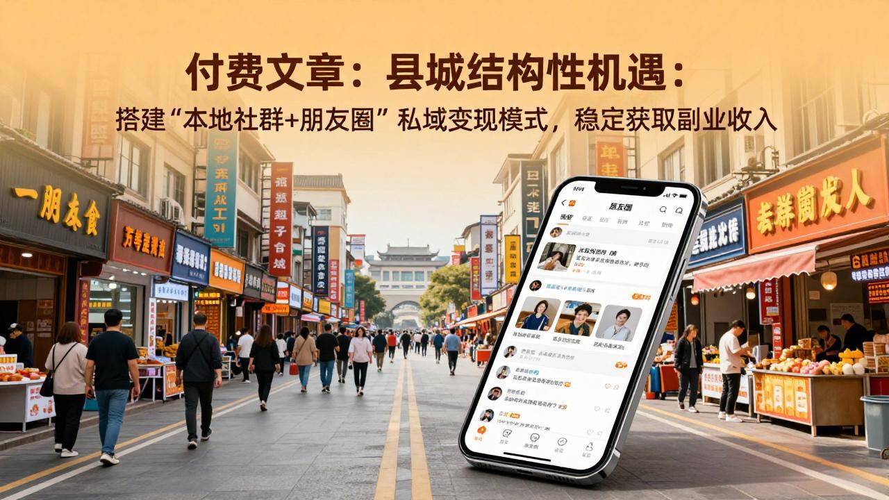 付费文章：县城结构性机遇：搭建“本地社群+朋友圈”私域变现模式，稳定获取副业收入-副业网