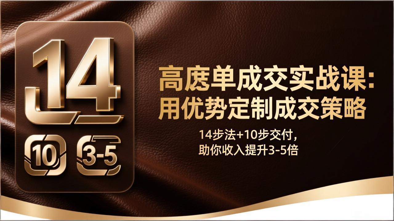 高客单成交实战课：用优势定制成交策略，14步法+10步交付，助你收入提升3-5倍-副业网