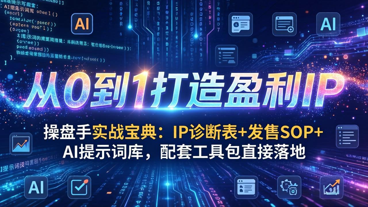 操盘手实战宝典：IP诊断表+发售SOP+AI提示词库，配套工具包直接落地，从0到1打造盈利IP-副业网