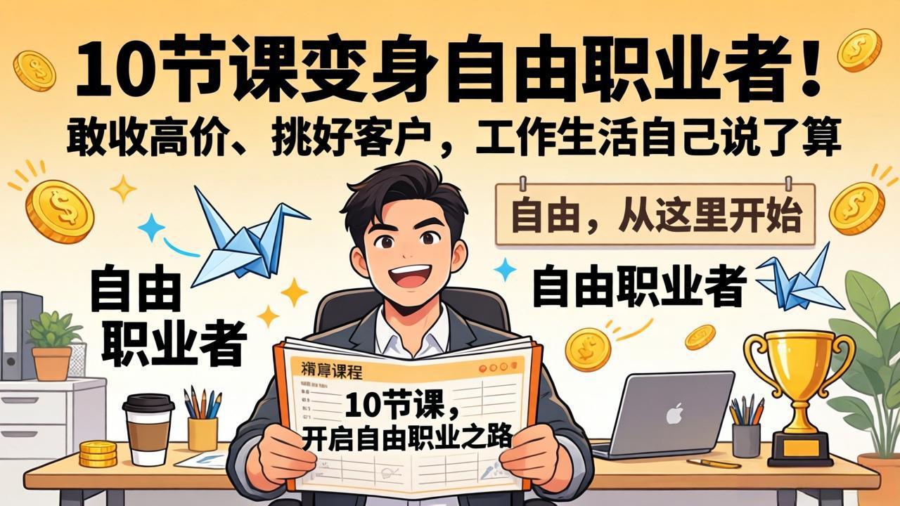 10 节课变身自由职业者！敢收高价、挑好客户，工作生活自己说了算-副业网