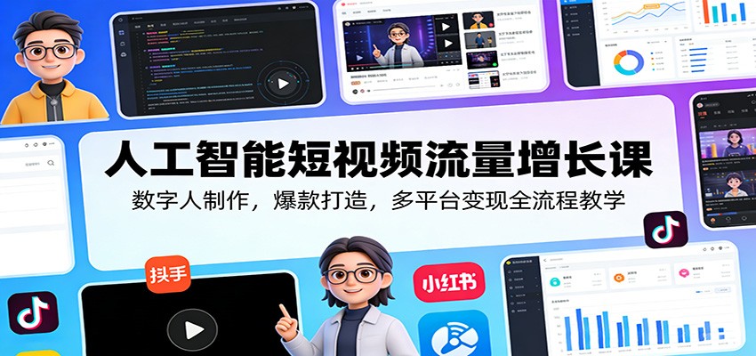 人工智能短视频流量增长课：数字人制作，爆款打造，多平台变现全流程教学-副业网