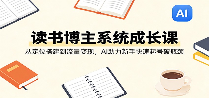 读书博主系统成长课：从定位搭建到流量变现，AI助力新手快速起号破瓶颈-副业网
