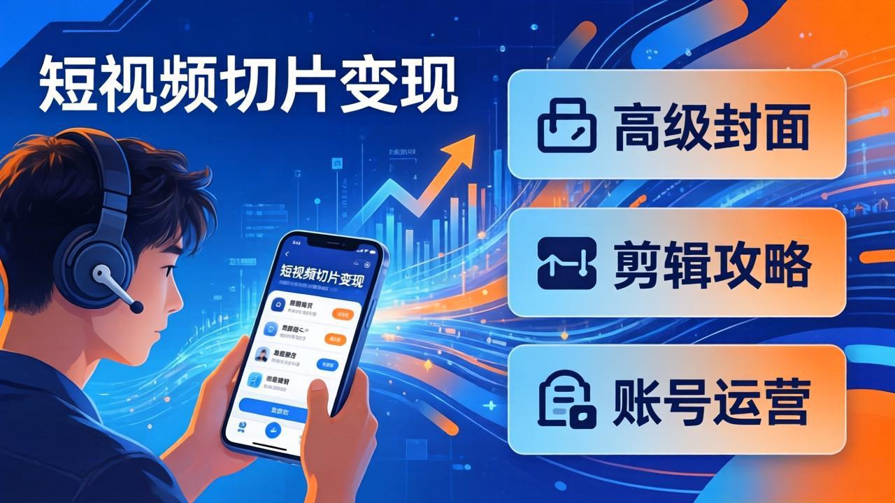 短视频切片变现速成班2.0：高级封面+剪辑攻略+账号运营，0基础小白快速入局副业-副业网