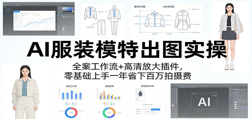 AI服装模特出图实操：全案工作流+ 高清放大插件，零基础上手一年省下百万拍摄费-副业网