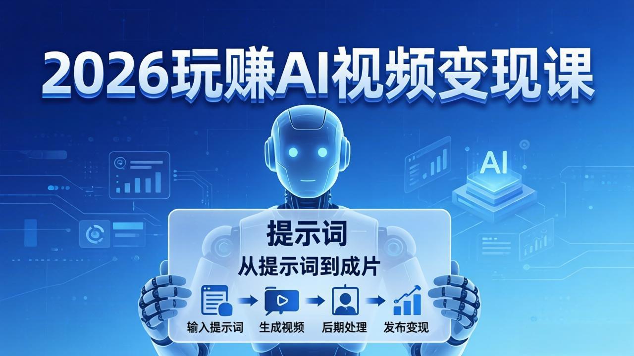 2026玩赚AI视频变现课：掌握 AI 视频全流程技能，从提示词到成片高效产出-副业网