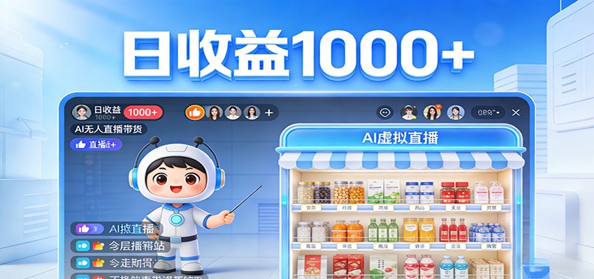 不用露脸不用说话，24小时自动卖货赚钱，全天自动直播，收益看得见-副业网
