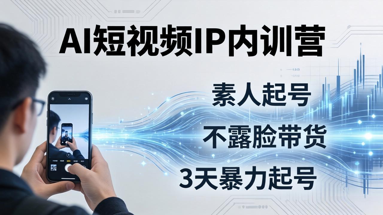 2026AI短视频IP内训营：从素人起号到不露脸带货，3天暴力起号全流程拆解-副业网