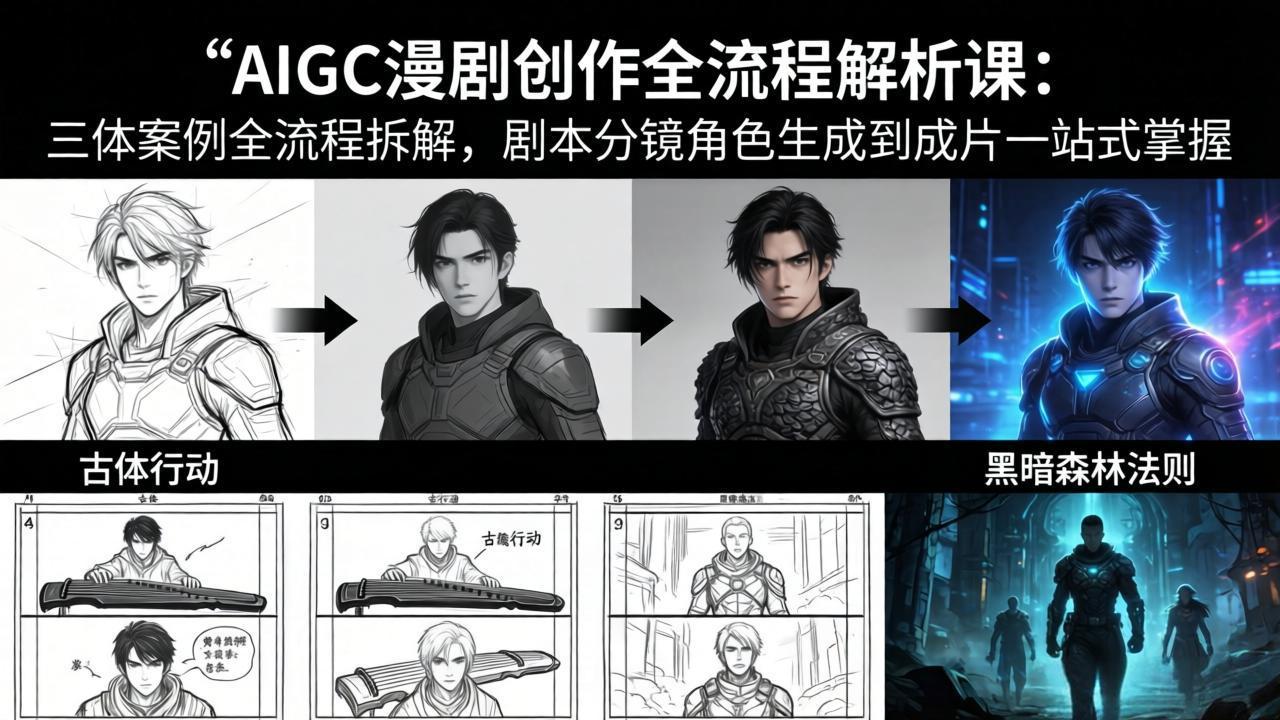 AIGC漫剧创作全流程解析课：三体案例全流程拆解，剧本分镜角色生成到成片一站式掌握-副业网