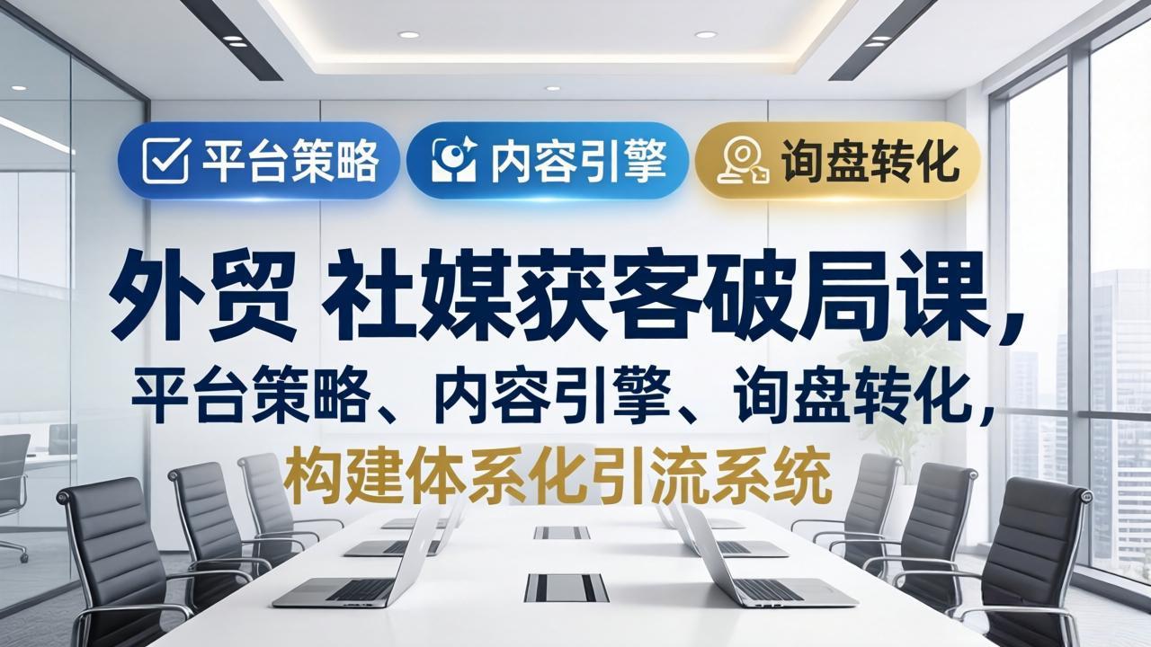 外贸 社媒获客破局课，平台策略、内容引擎、询盘转化，构建体系化引流系统(更新26年3月-副业网