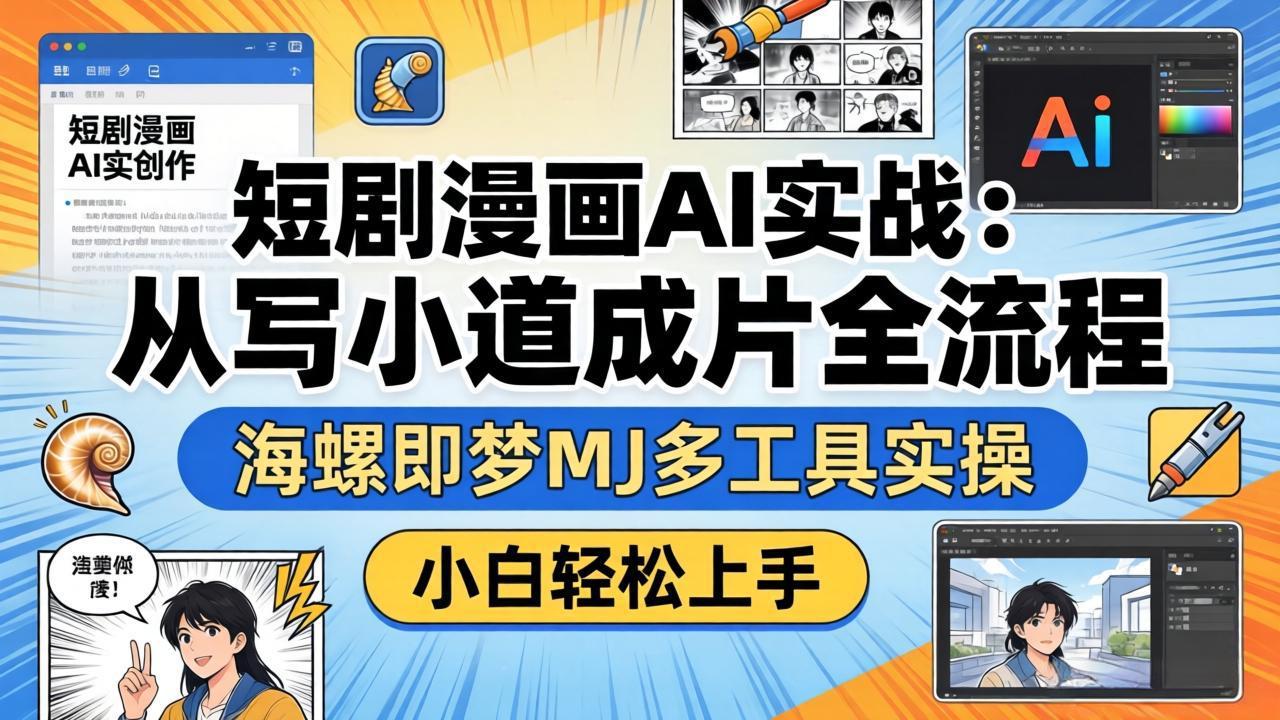 短剧漫画AI实战：从写小说到成片全流程，海螺即梦MJ多工具实操，小白轻松上手-副业网