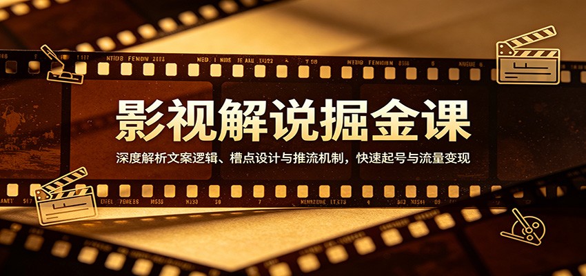 影视解说掘金课：深度解析文案逻辑、槽点设计与推流机制，快速起号与流量变现-副业网