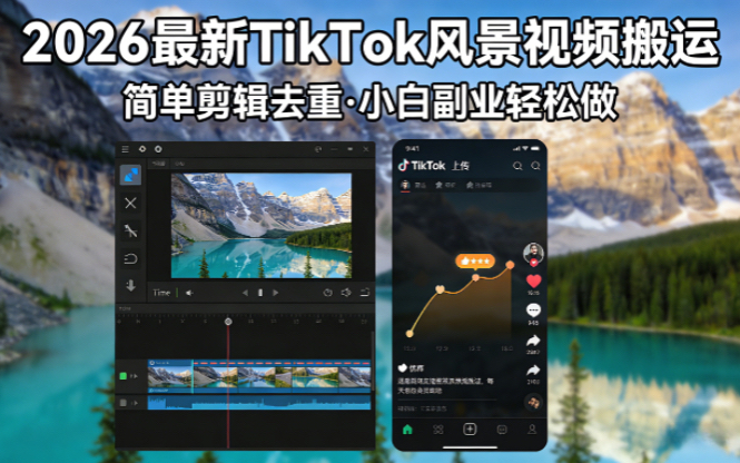2026最新TikTok风景视频搬运简单剪辑去重小白副业月入 8000-副业网