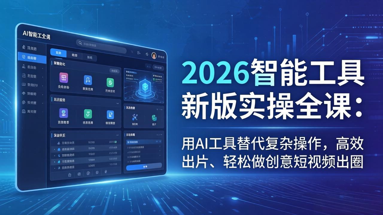 2026智能工具新版实操全课：用AI工具替代复杂操作，高效出片、轻松做创意短视频出圈-副业网