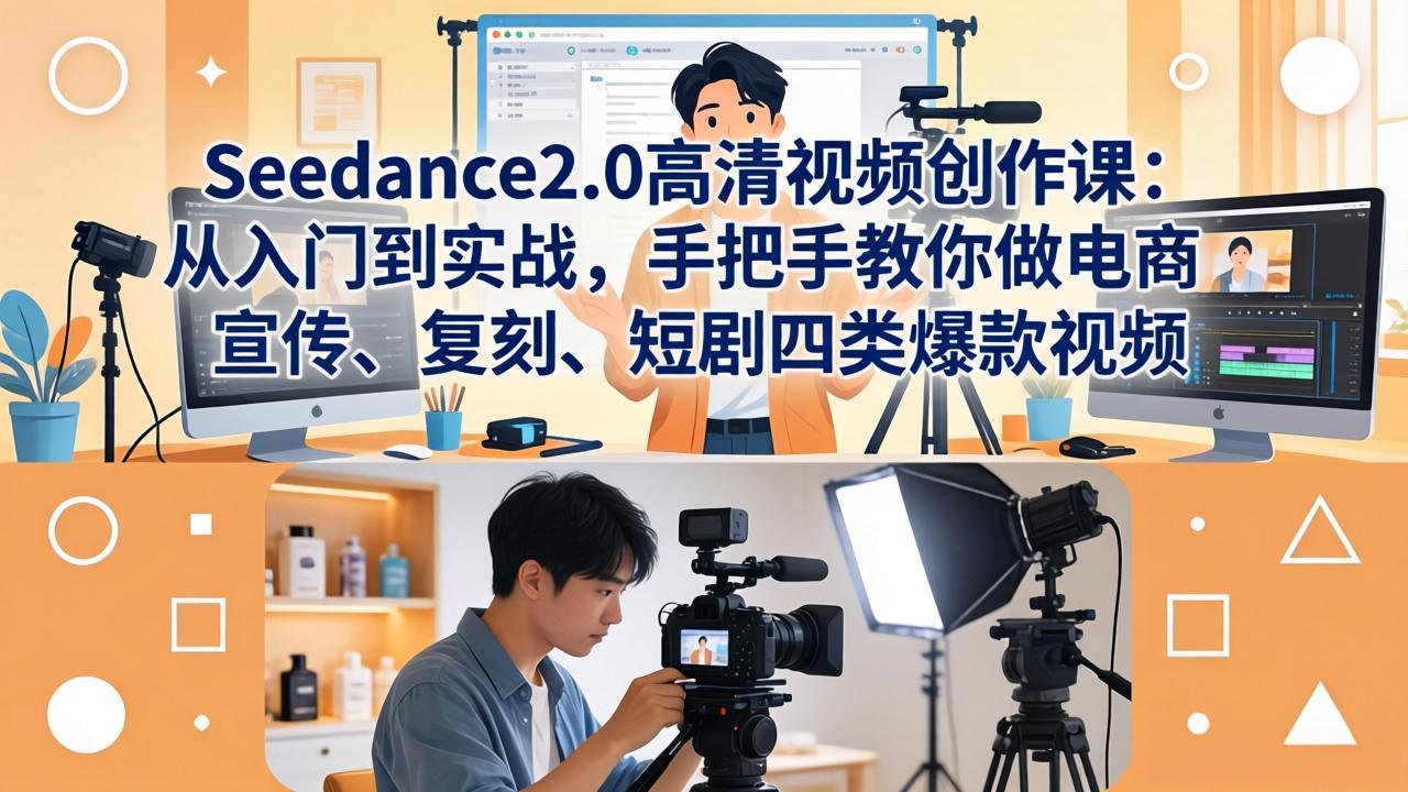 Seedance2.0高清视频创作课：从入门到实战，手把手教你做电商、宣传、复刻、短剧四类爆款视频-副业网