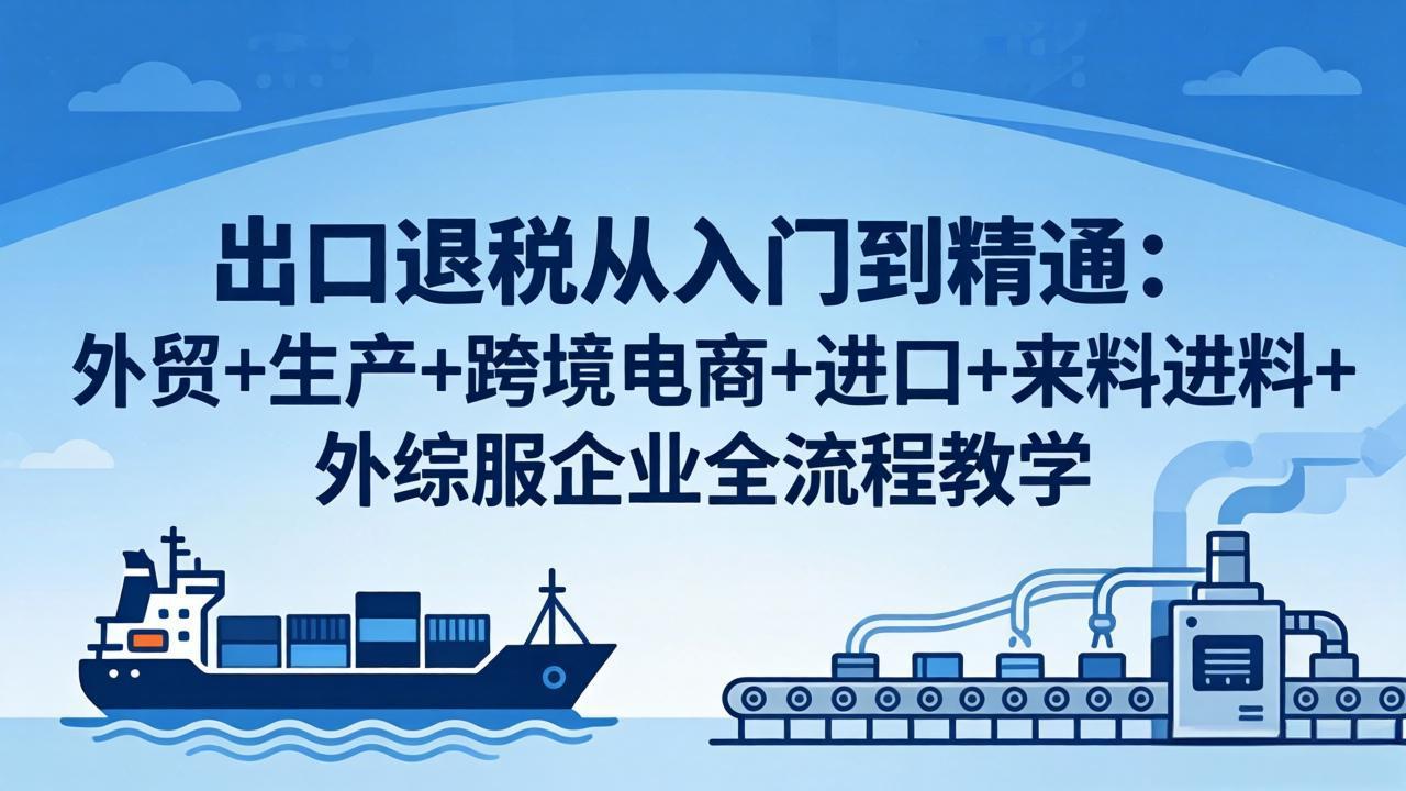 出口退税从入门到精通：外贸+生产+跨境电商+进口+来料进料+外综服企业全流程教学-副业网