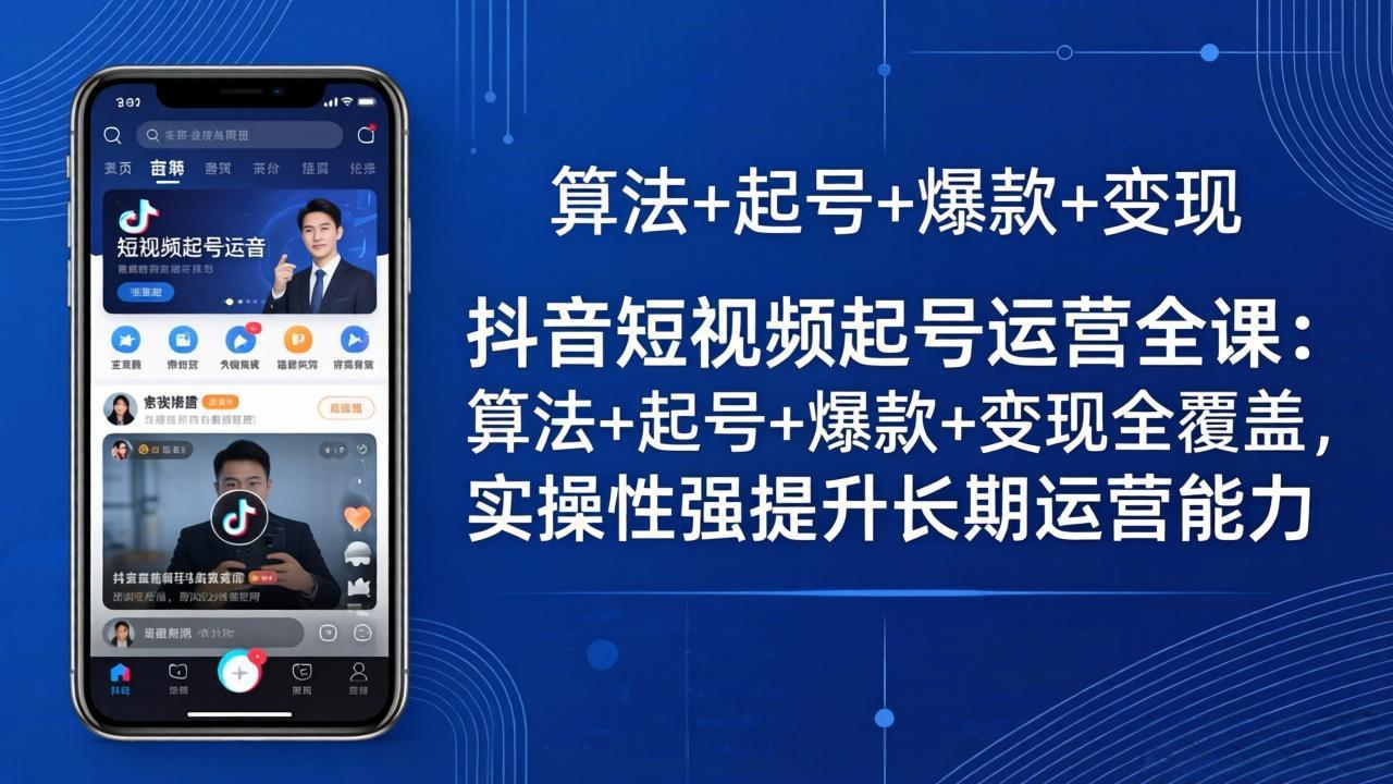 抖音短视频起号运营全课：算法+起号+爆款+变现全覆盖，实操性强提升长期运营能力-副业网