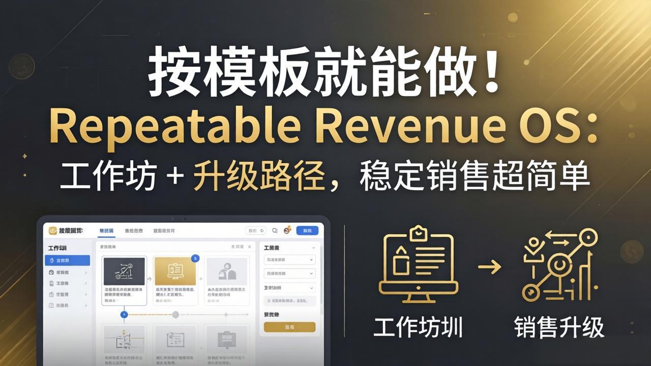 按模板就能做！Repeatable Revenue OS：工作坊 + 升级路径，稳定销售超简单-副业网