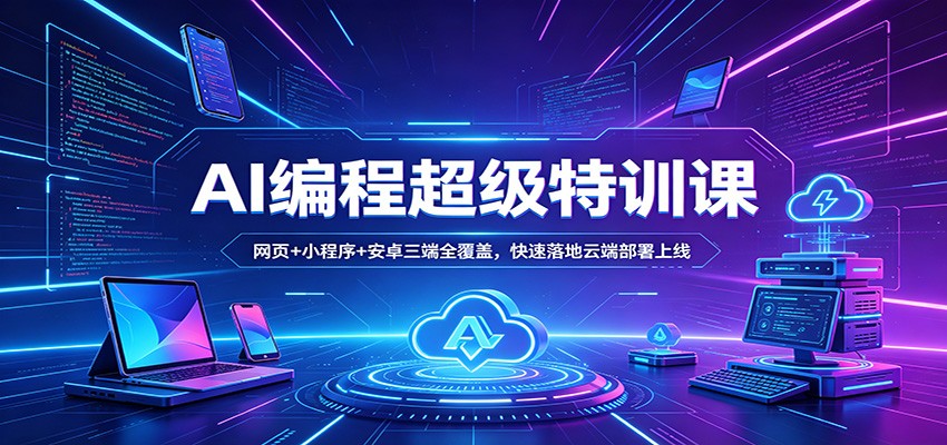 AI编程超级特训课：网页+小程序+安卓三端全覆盖，快速落地云端部署上线-副业网