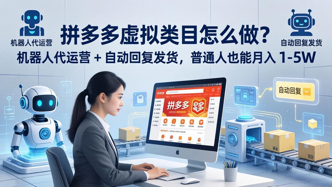 拼多多虚拟类目怎么做？机器人代运营 + 自动回复发货，普通人也能月入 1-5W-副业网