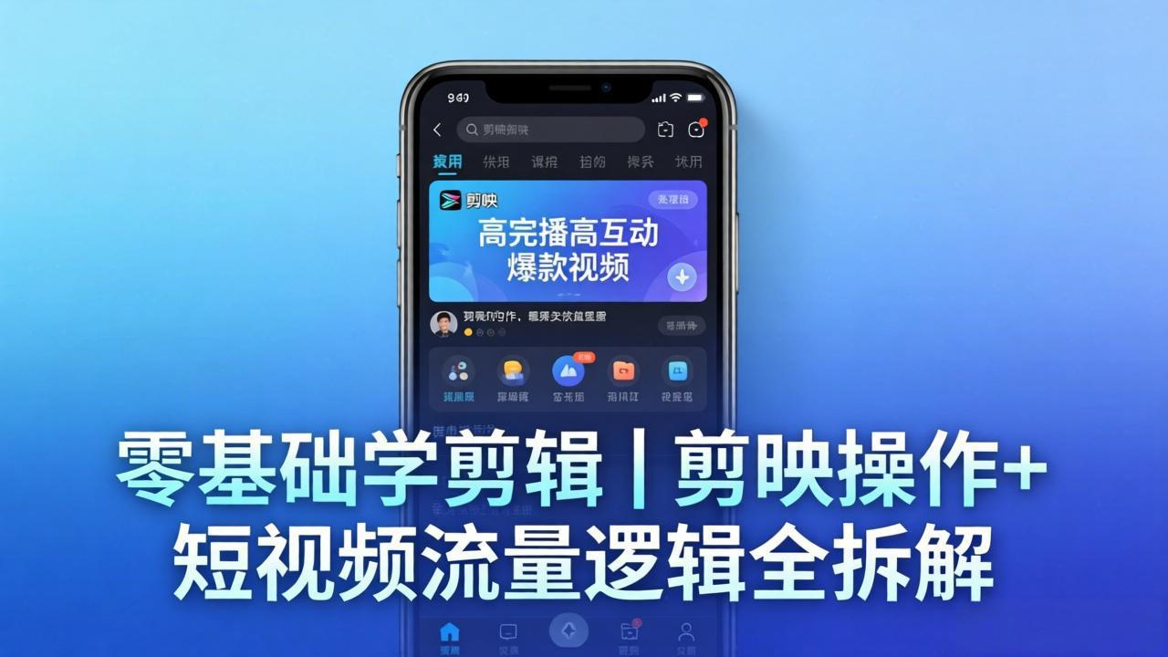 【零基础学剪辑】剪映操作+短视频流量逻辑全拆解｜手把手教你剪出高完播高互动爆款视频-副业网