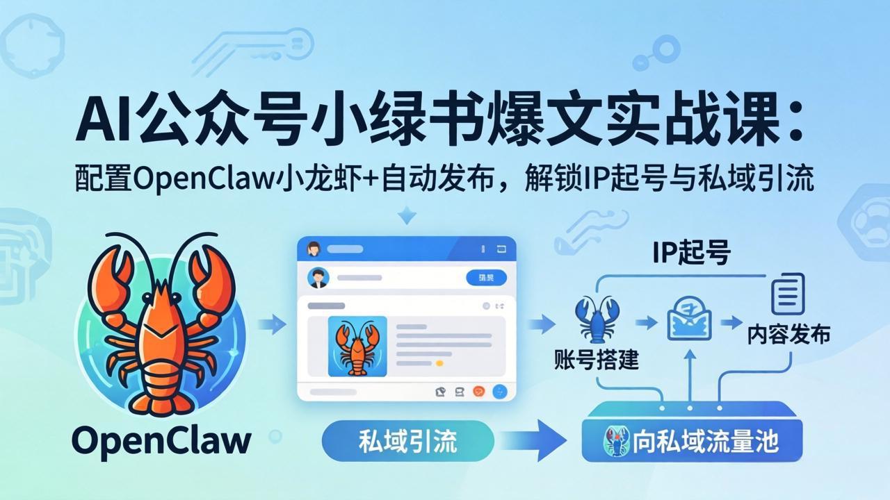 AI公众号小绿书变现实战课：小绿书爆文写作+OpenClaw自动发布，解锁IP起号与私域引流-副业网