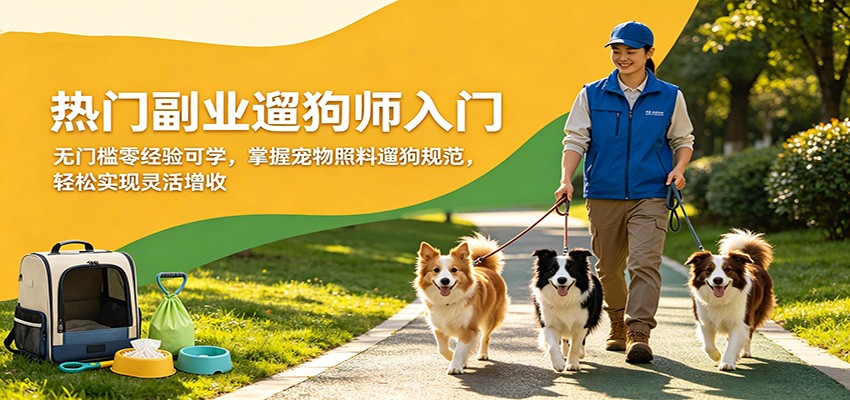 热门副业遛狗师入门，无门槛零经验可学，掌握宠物照料遛狗规范，轻松实现灵活增收-副业网