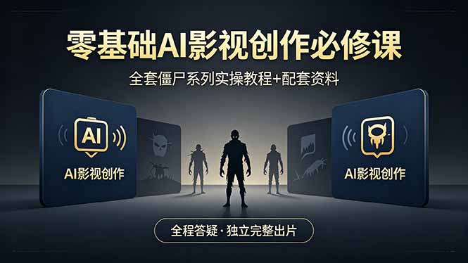 零基础AI影视创作必修课，全套僵尸系列实操教程加配套资料，全程答疑带你独立完整出片-副业网