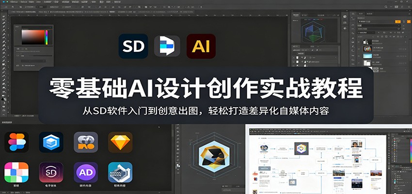 零基础AI设计创作实战教程：从SD软件入门到创意出图，轻松打造差异化自媒体内容-副业网