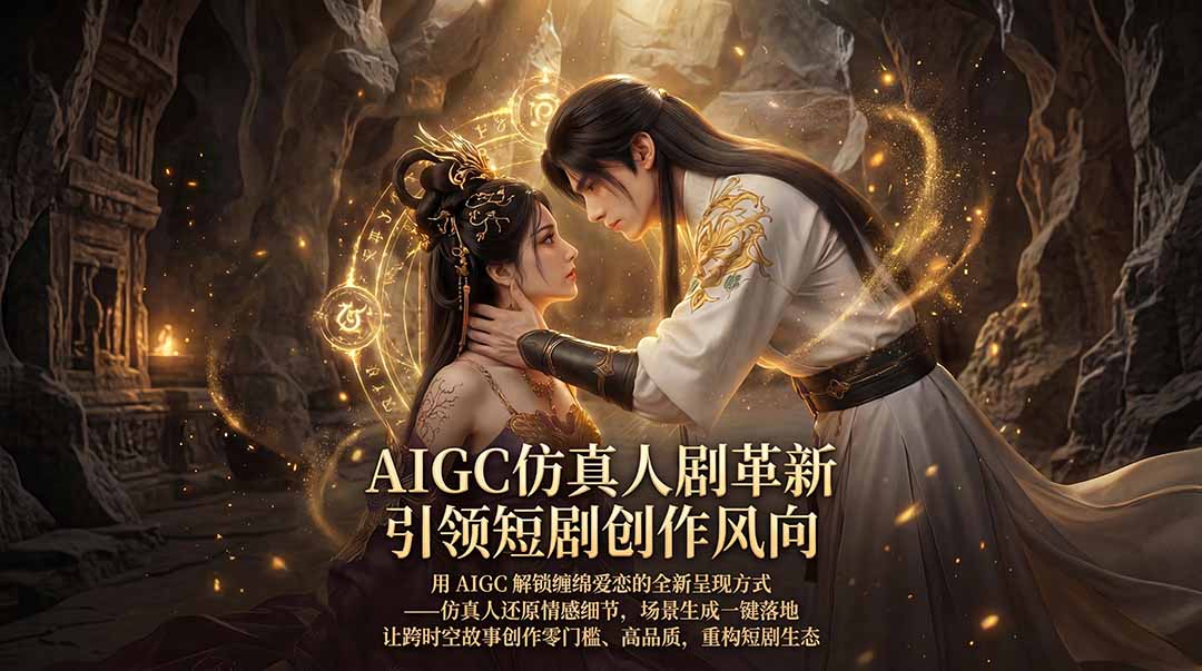 AIGC 仿真人短剧创作革新，解锁仙侠爱恋全新呈现，一键出高质场景，零门槛打造爆款剧集-副业网