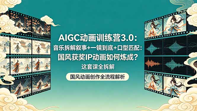 AIGC动画训练营3.0：音乐拆解叙事+一镜到底+口型匹配：国风获奖IP动画如何炼成？这套课全拆解-副业网