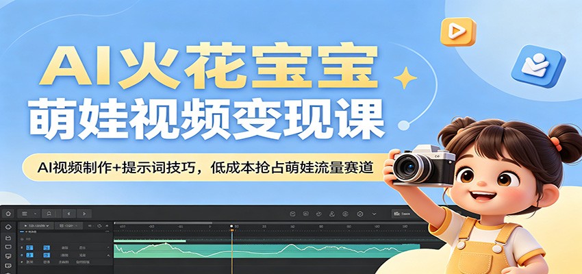 AI火花宝宝萌娃视频变现课：AI视频制作+提示词技巧，低成本抢占萌娃流量赛道-副业网